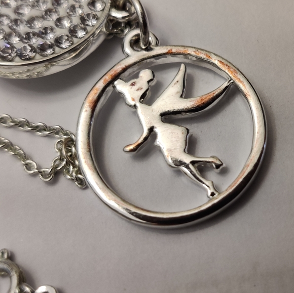 Disney Tinkerbell "I believe in fairies" sparkly crystals pendant necklace - Picture 3 of 10